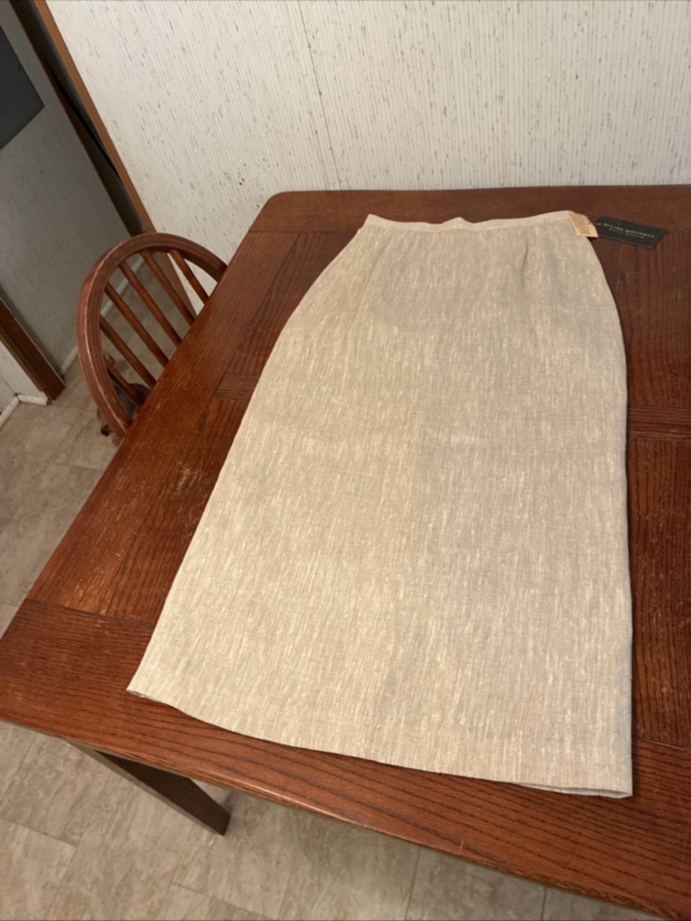 Bernard Holtzman Harve Bernard Skirt Size 8 Beige 100% Linen Lined Skirt Vintage